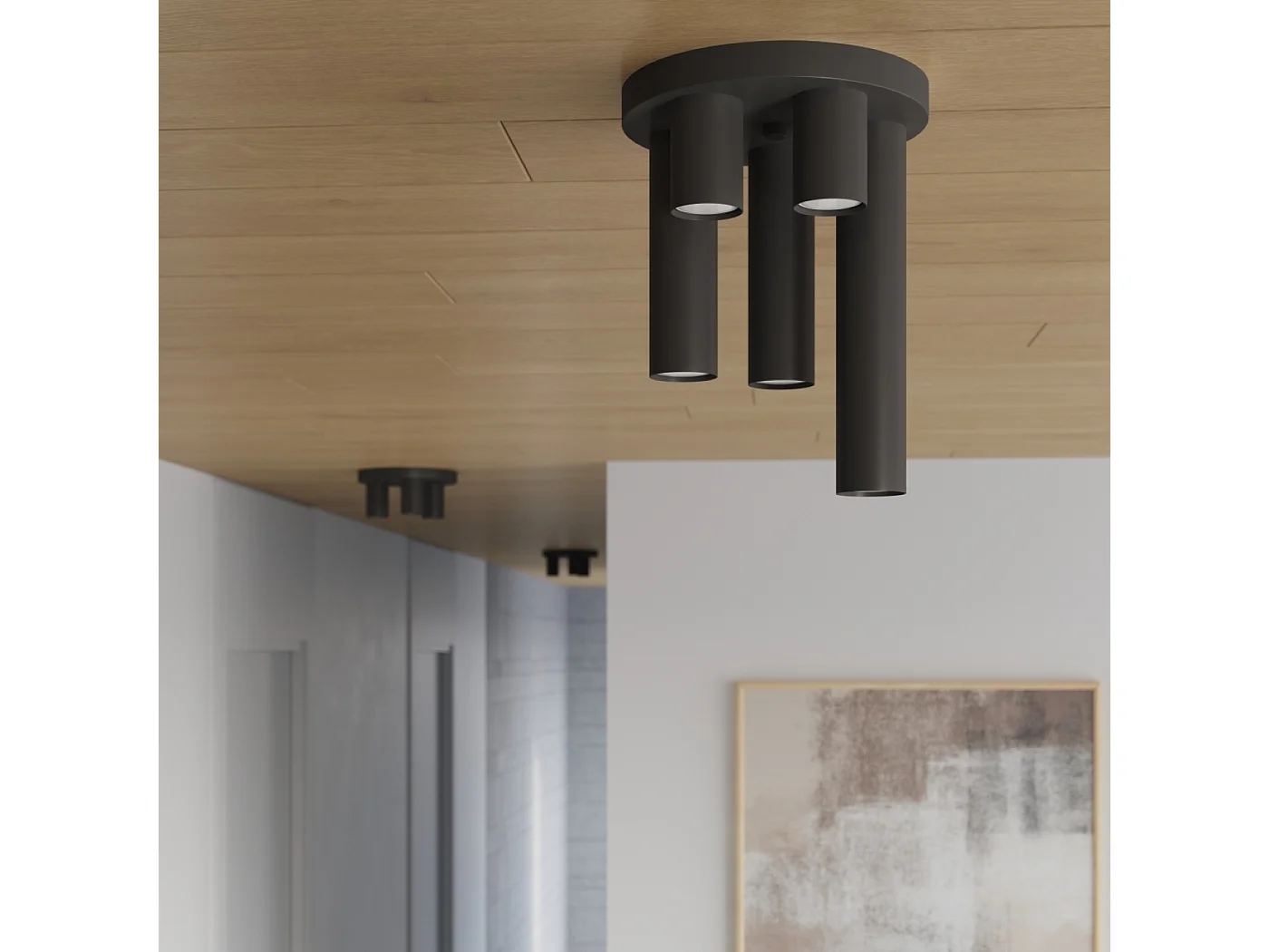 Plafonnier Toris moderne en acier - 5 sources lumineuses 3000K - L.25 x H.33 cm - noir