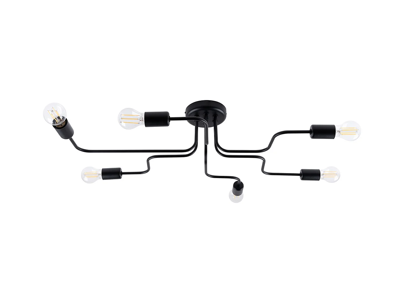 Plafondlampen Infinix industrieel van  - 6 lichtbronnen 3000K - L.80 x H.15,5 cm - zwart