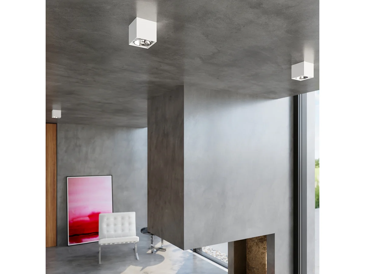 Plafonniers Nexiflex moderne en aluminium - 1 sources lumineuses 3000K - L.12 x H.11 cm - blanc