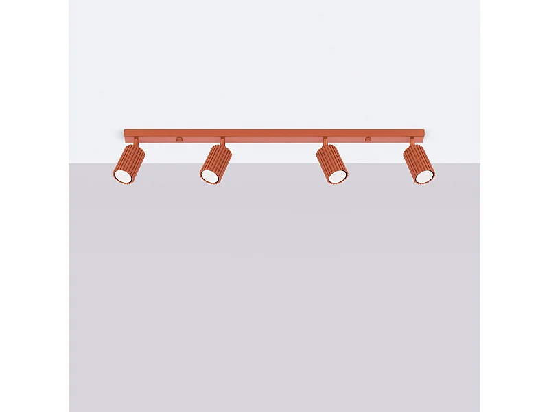 Plafondlamp Gloow minimalistisch van  - 4 lichtbronnen 4000K - L.81 x H.16,5 cm - rode oker