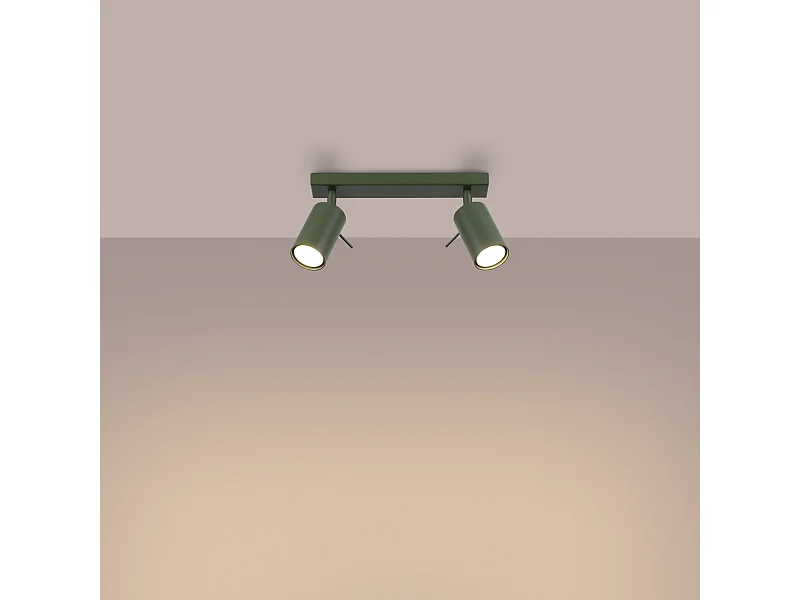 Plafonnier Briix moderne en acier - 2 sources lumineuses 3000K - L.30 x H.17 cm - vert olive