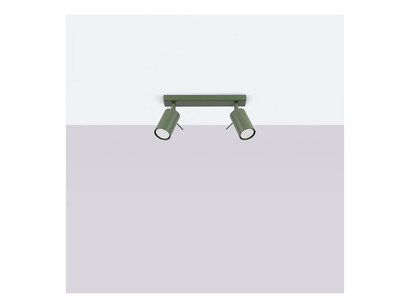 Plafonnier Briix moderne en acier - 2 sources lumineuses 3000K - L.30 x H.17 cm - vert olive