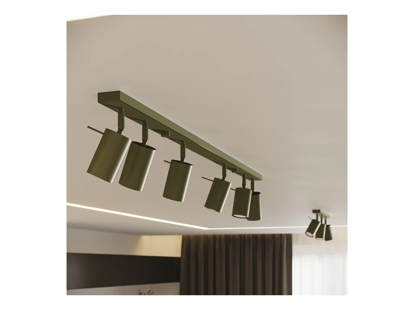 Plafonnier Briix moderne en acier - 2 sources lumineuses 3000K - L.30 x H.17 cm - vert olive