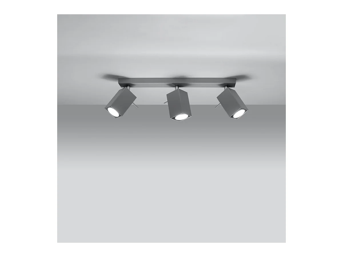 Plafonniers Briow moderne en acier - 3 sources lumineuses 4000K - L.45 x H.16 cm - gris