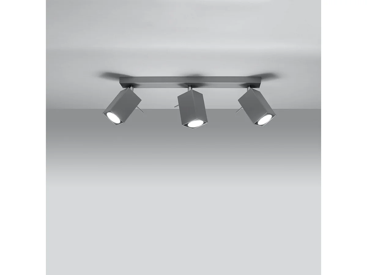 Plafonniers Briow moderne en acier - 3 sources lumineuses 4000K - L.45 x H.16 cm - gris