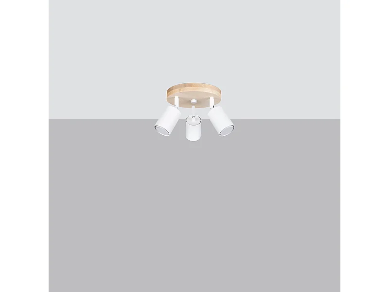 Plafonniers Flare scandinave en acier/bois - 3 sources lumineuses 4000K - L.33 x H.17 cm - bois blanc