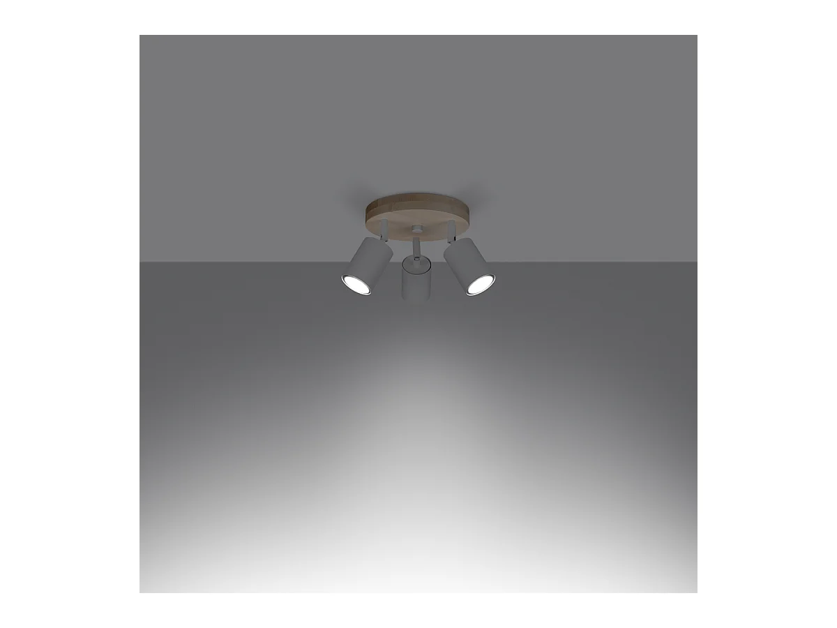 Lampade da soffitto Flare scandinavo di acciaio/legno - 3 sorgenti luminose 4000K - L.33 x A.17 cm - legno bianco