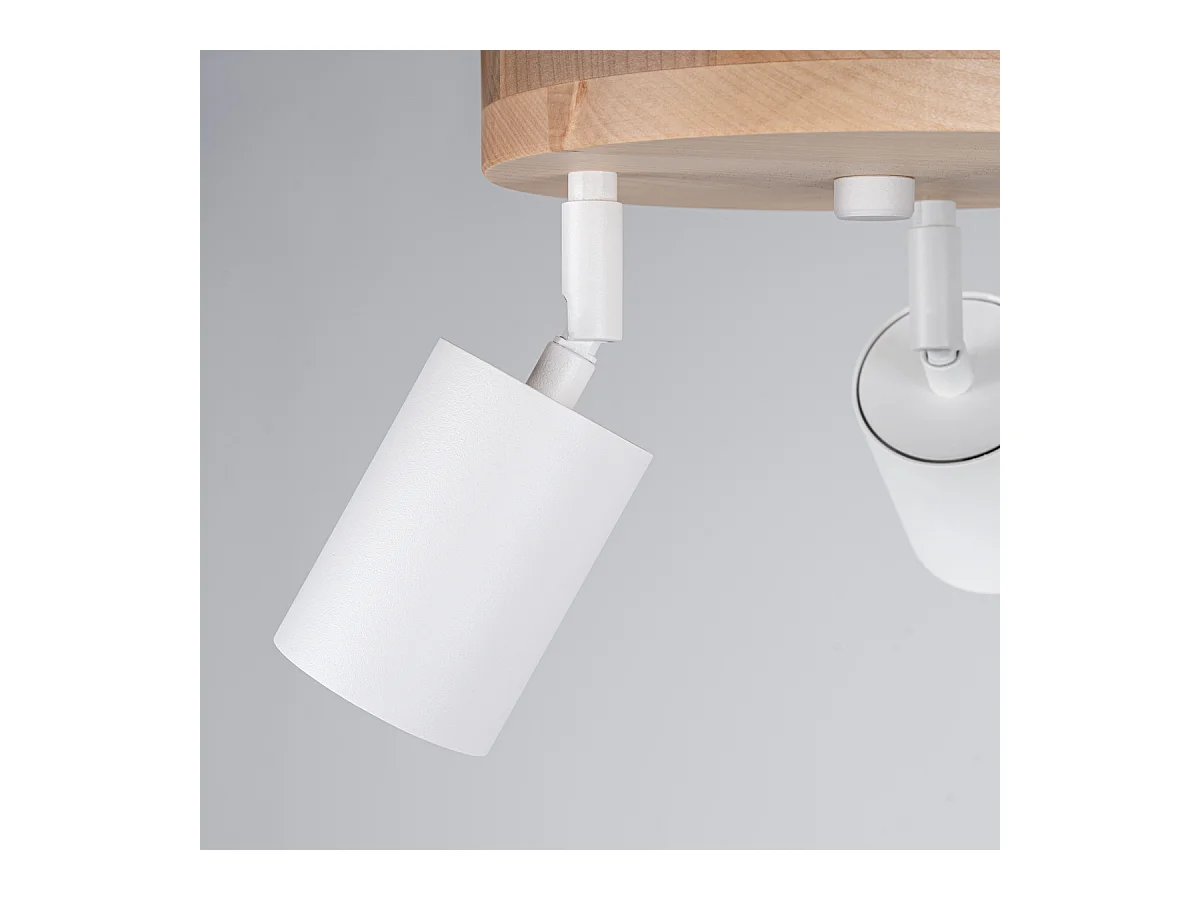 Lampade da soffitto Flare scandinavo di acciaio/legno - 3 sorgenti luminose 4000K - L.33 x A.17 cm - legno bianco
