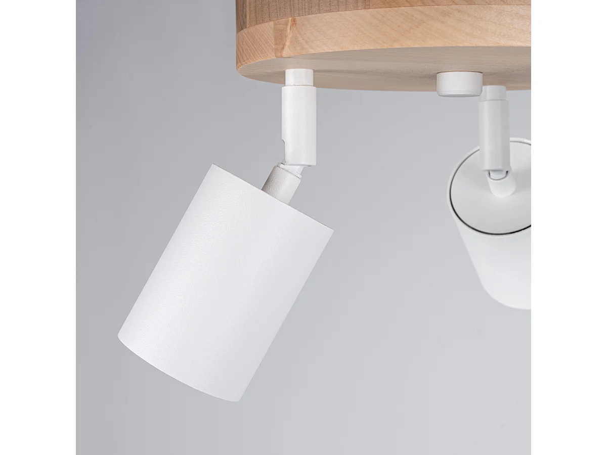 Plafonniers Flare scandinave en acier/bois - 3 sources lumineuses 4000K - L.33 x H.17 cm - bois blanc