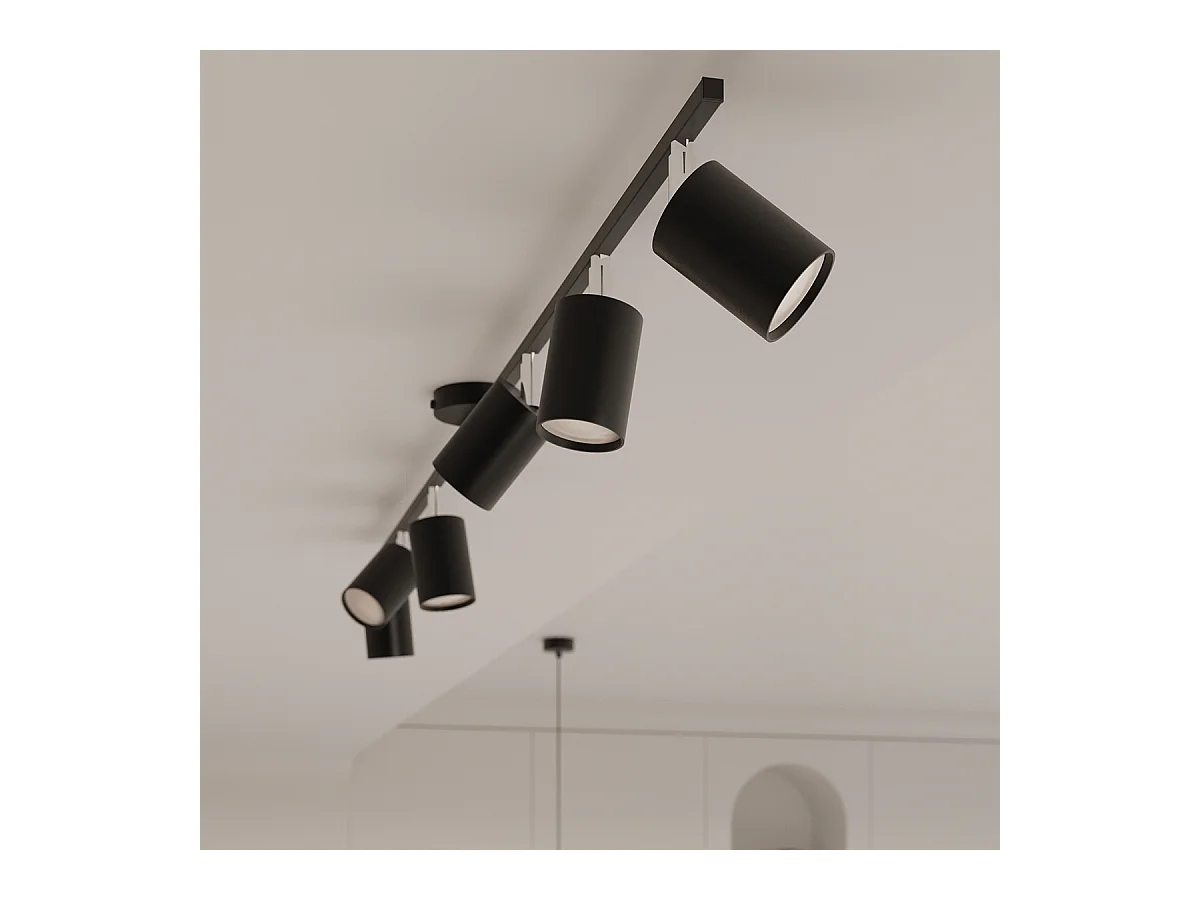 Plafondlampen Torim modern van  - 6 lichtbronnen 4000K - L.135 x H.20 cm - zwart