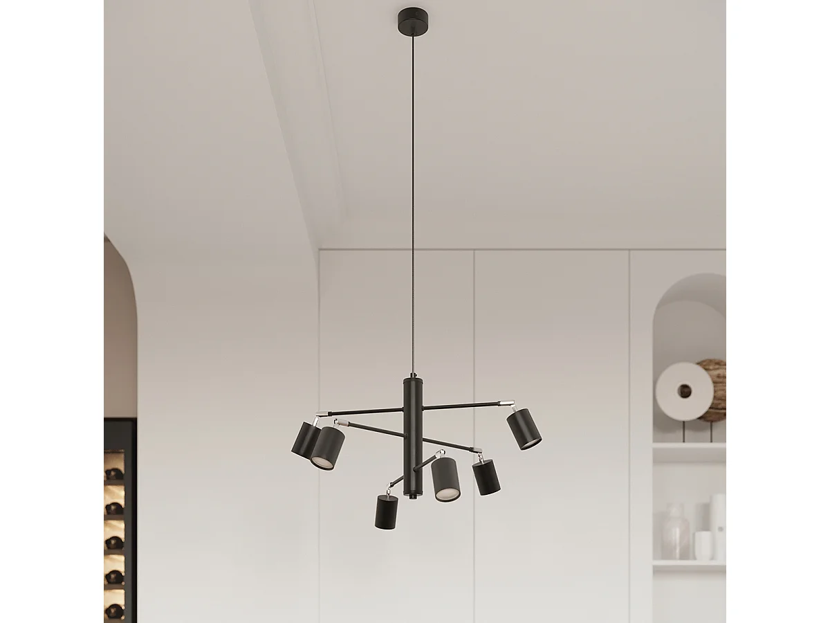 Plafonniers Torim moderne en acier - 6 sources lumineuses 4000K - L.135 x H.20 cm - noir