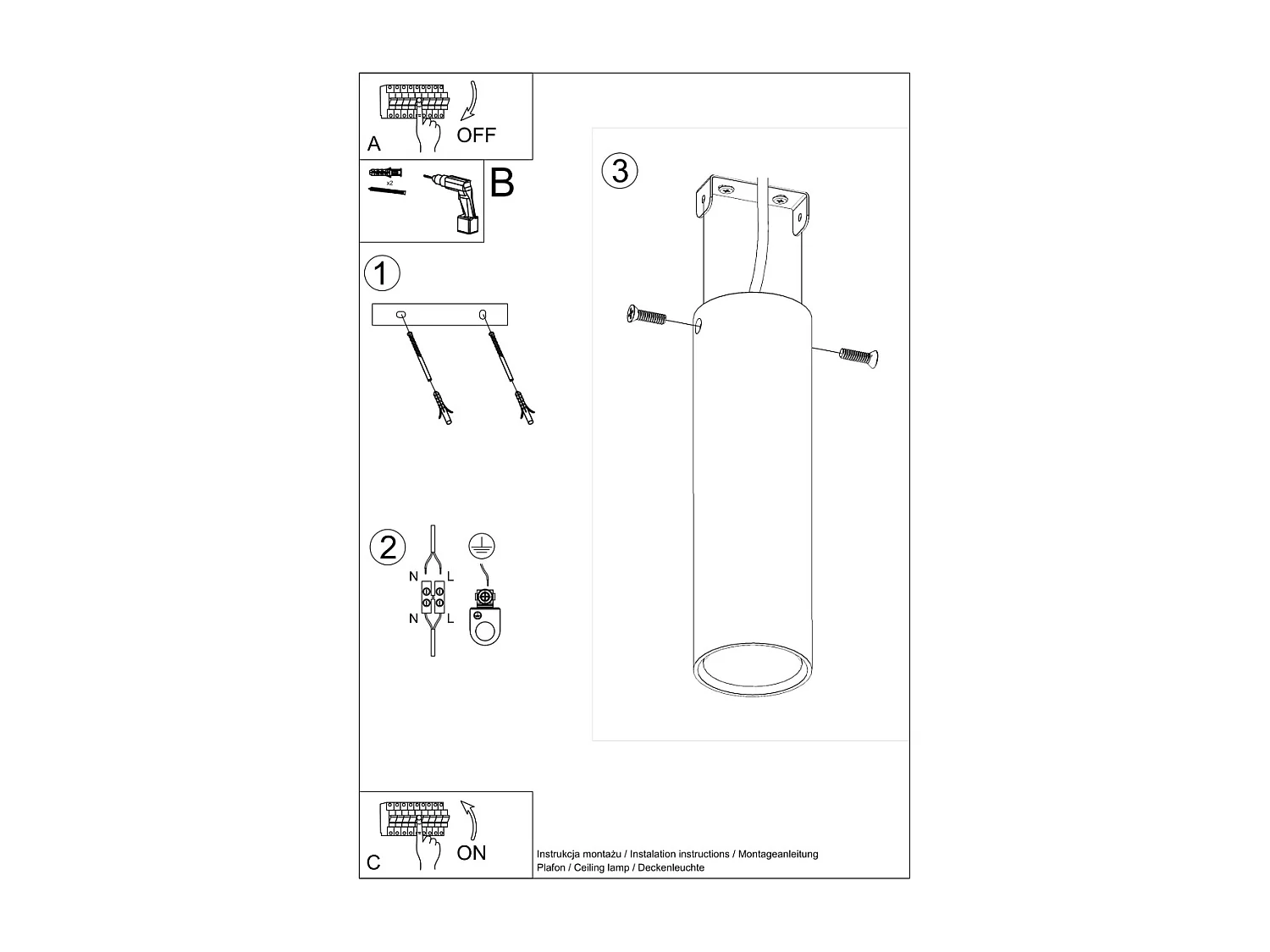 Plafonniers Toris moderne en acier - 1 sources lumineuses 4000K - L.6 x H.20 cm - blanc
