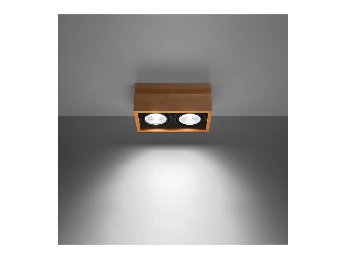 Plafondlampen Zentra Scandinavisch van  - 2 lichtbronnen 4000K - L.27 x H.10 cm - natuurlijk hout