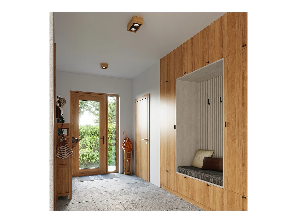 Plafondlampen Zentra Scandinavisch van  - 2 lichtbronnen 4000K - L.27 x H.10 cm - natuurlijk hout