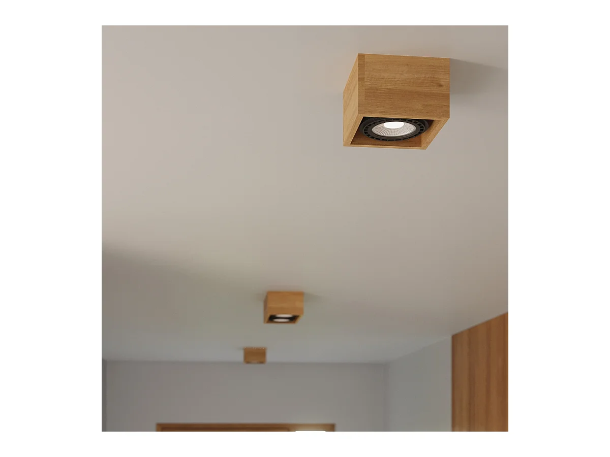 Plafondlampen Zentra Scandinavisch van  - 2 lichtbronnen 4000K - L.27 x H.10 cm - natuurlijk hout