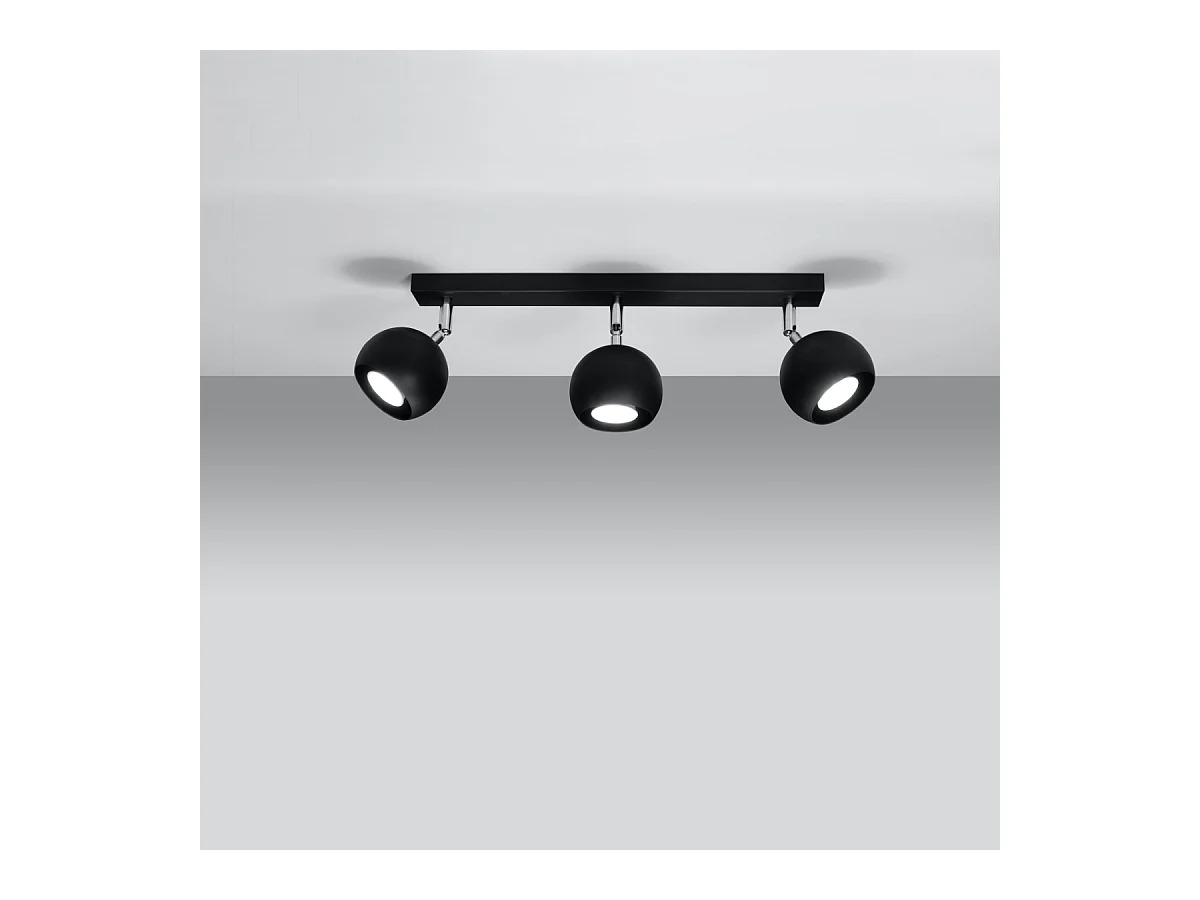 Plafony nowoczesny Rayis, stal - 3 źródło światła 4000K - L.45 x H.16 cm - czarny