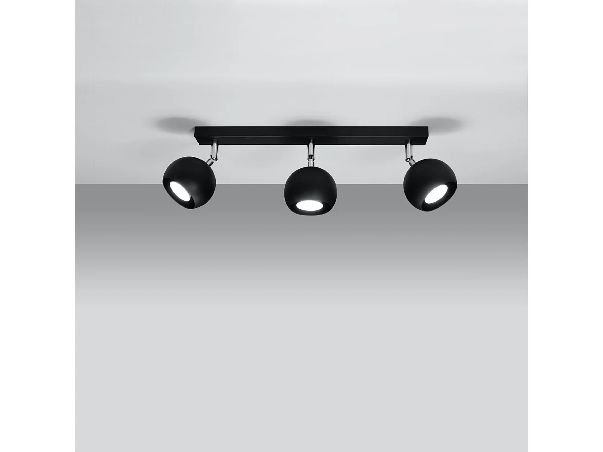 Plafonniers Rayis moderne en acier - 3 sources lumineuses 4000K - L.45 x H.16 cm - noir