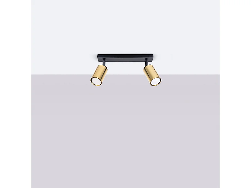 Plafondlampen Glois modern van  - 2 lichtbronnen 4000K - L.30 x H.18,5 cm - zwart goud