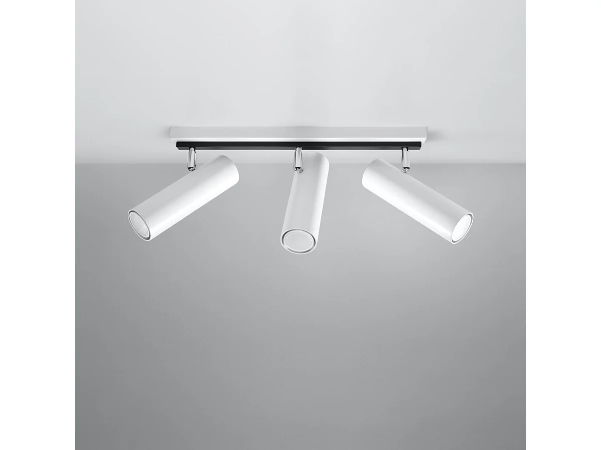 Plafonniers Invicta moderne en acier - 3 sources lumineuses 4000K - L.45 x H.20 cm - blanc