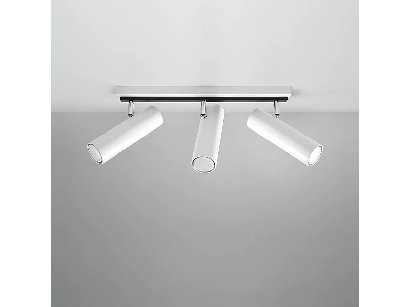 Plafonniers Invicta moderne en acier - 3 sources lumineuses 4000K - L.45 x H.20 cm - blanc