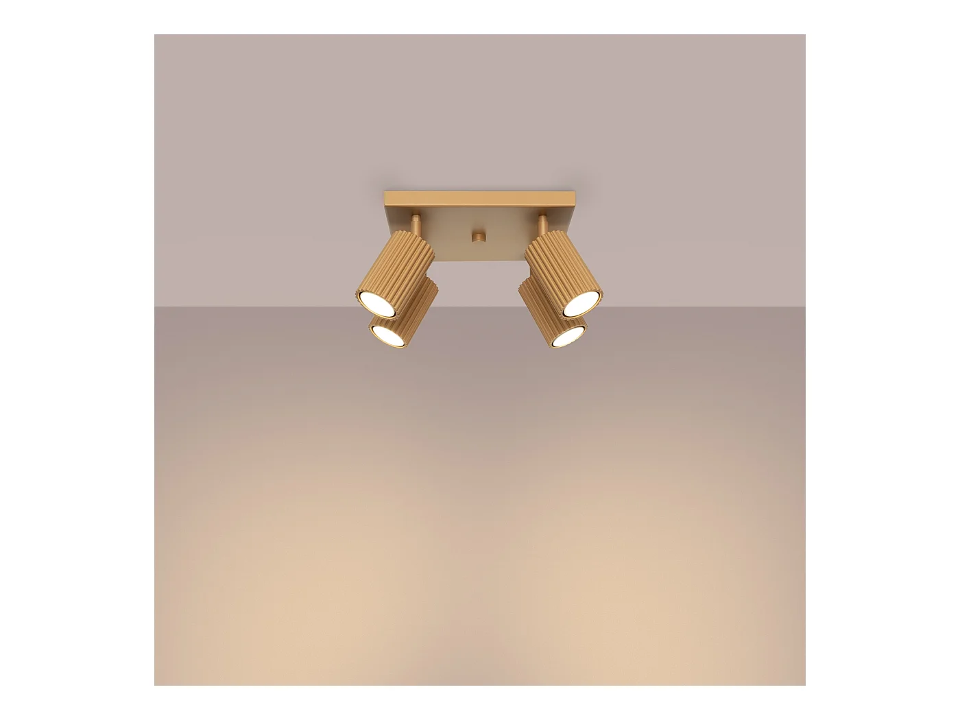 Plafondlamp Gloow minimalistisch van  - 4 lichtbronnen 4000K - L.25 x H.16,5 cm - gouden