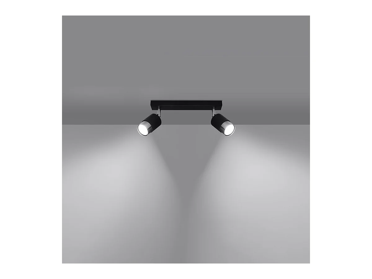 Plafony nowoczesny Alvor, stal - 2 źródło światła 4000K - L.30 x H.18 cm - czarny/chrom