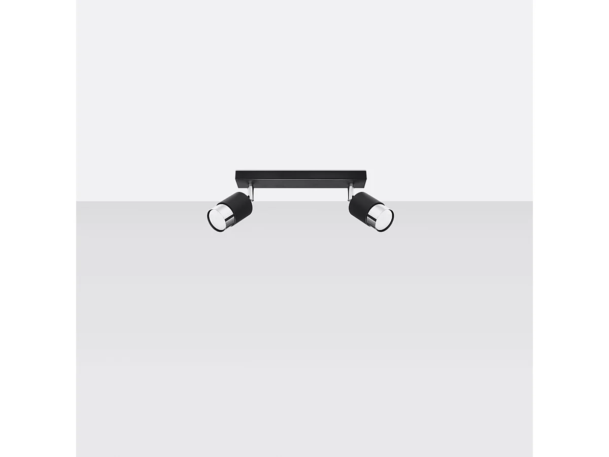 Plafonniers Alvor moderne en acier - 2 sources lumineuses 4000K - L.30 x H.18 cm - noir/chromé