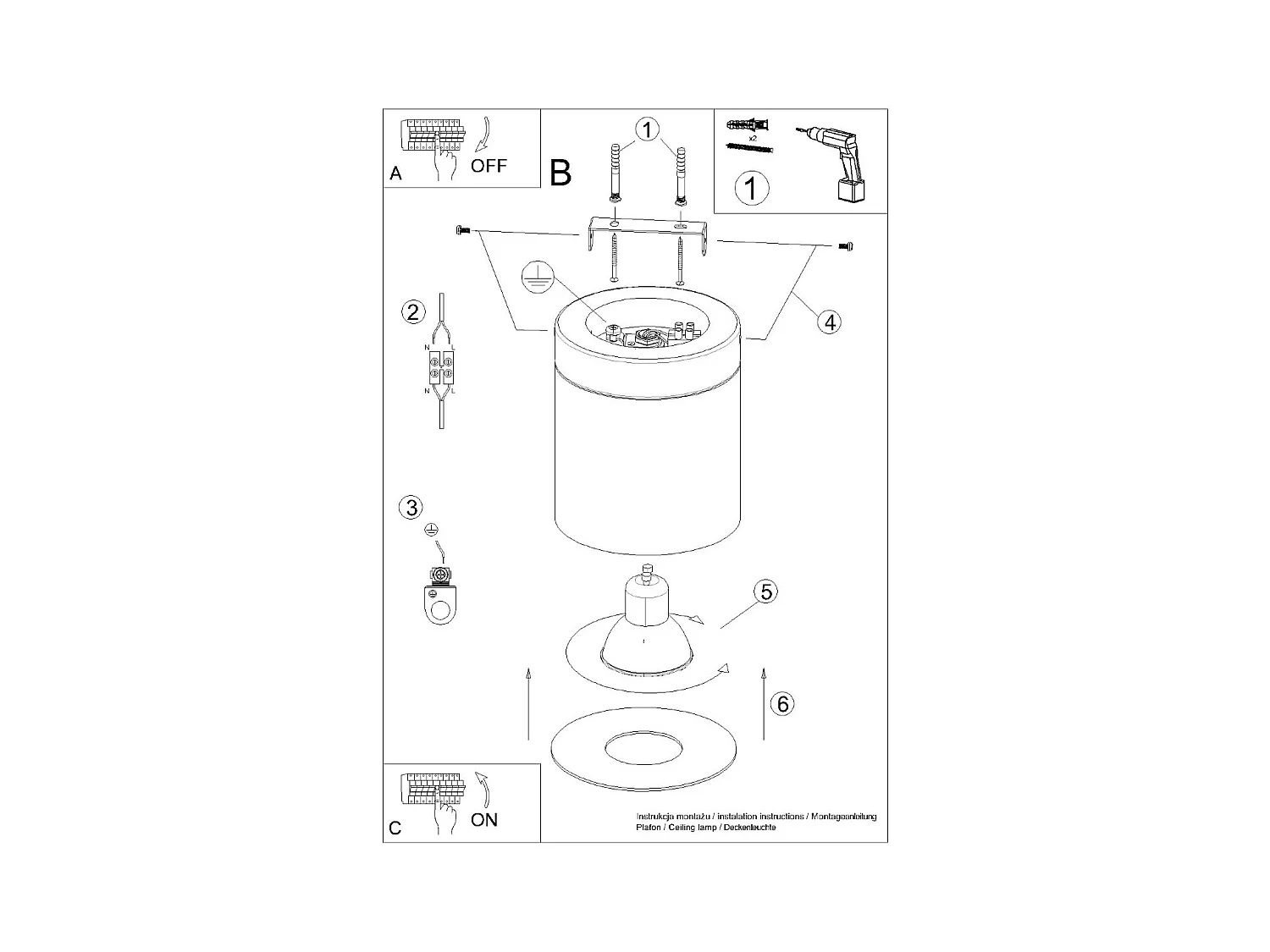 Plafonnier Zyn scandinave en bois/aluminium - 1 sources lumineuses 3000K - L.12 x H.14 cm - noir/bois naturel