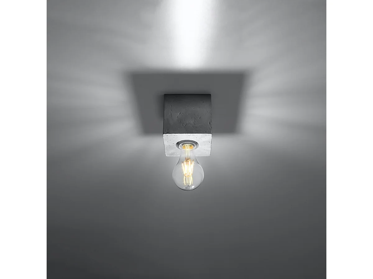 Plafonniers Zxina industriel en béton - 1 sources lumineuses 3000K - L.10 x H.10 cm - gris
