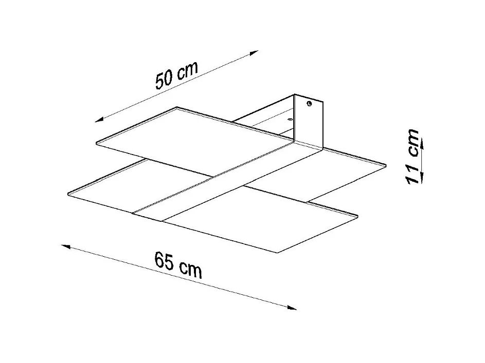 Plafonniers Verre moderne en acier/verre - 2 sources lumineuses 4000K - L.65 x H.11 cm - blanc