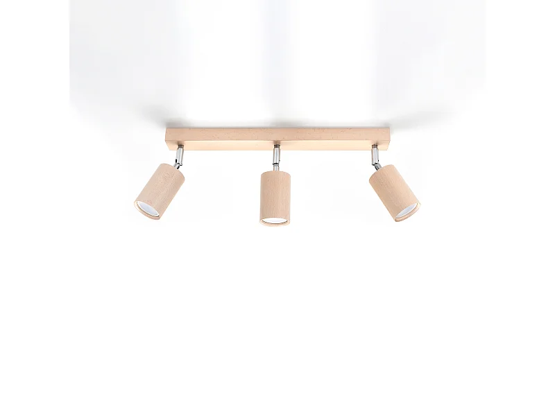 Lámparas de techo Vorix escandinavo de madera - 3 fuentes luminosas 4000K - L.45 x A.20 cm - madera natural