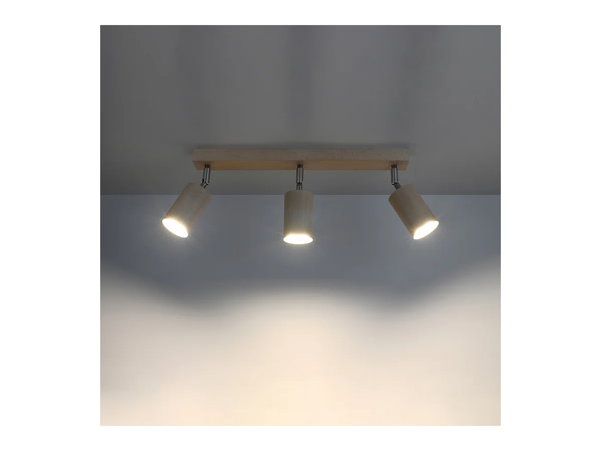 Lampade da soffitto Vorix scandinavo di legna - 3 sorgenti luminose 4000K - L.45 x A.20 cm - legno naturale