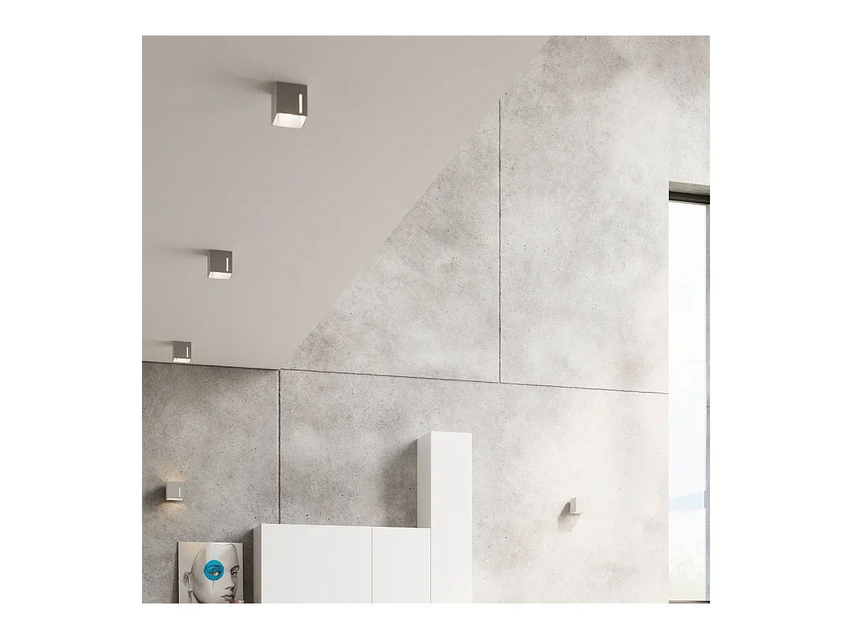 Plafonniers Luminara moderne en aluminium - 1 sources lumineuses 4000K - L.10 x H.10 cm - gris