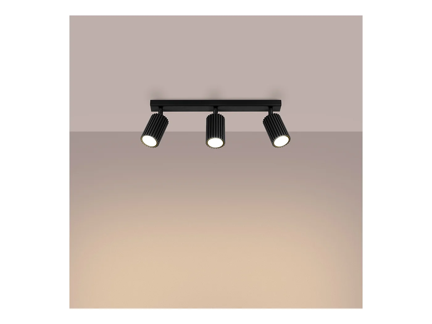 Plafondlamp Gloow minimalistisch van  - 3 lichtbronnen 4000K - L.45 x H.16,5 cm - zwart