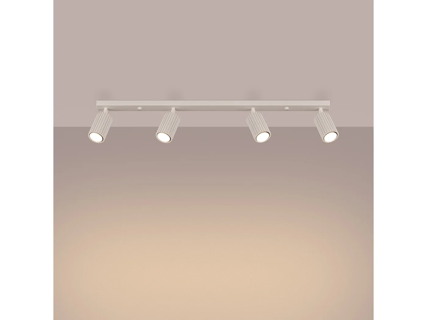 Plafonnier Gloow minimaliste en aluminium - 4 sources lumineuses 3000K - L.81 x H.16,5 cm - beige