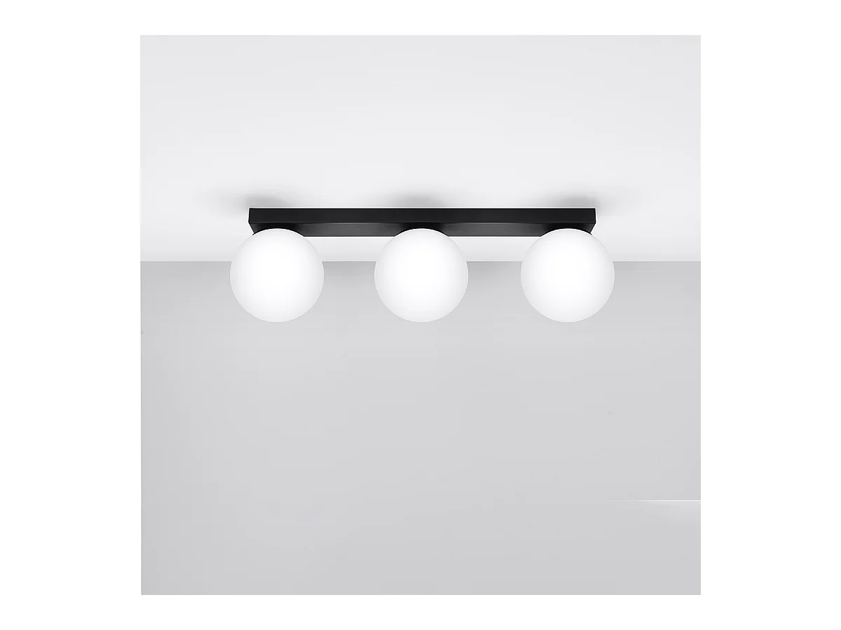 Plafonniers Zynfi moderne en acier/verre - 3 sources lumineuses 3000K - L.50 x H.14,5 cm - noir
