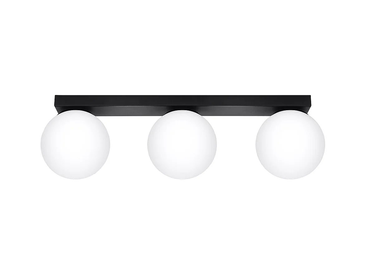Plafonniers Zynfi moderne en acier/verre - 3 sources lumineuses 3000K - L.50 x H.14,5 cm - noir