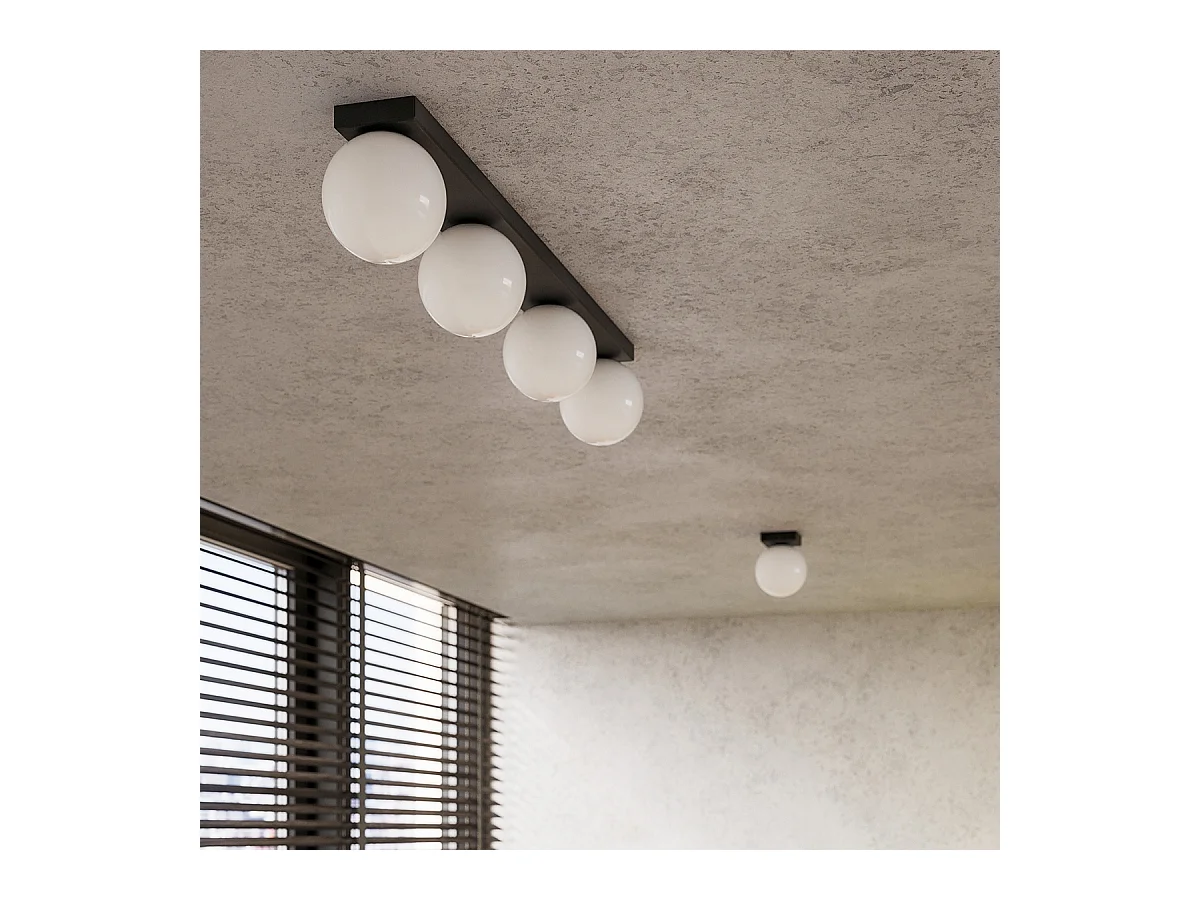 Plafonniers Zynfi moderne en acier/verre - 3 sources lumineuses 3000K - L.50 x H.14,5 cm - noir