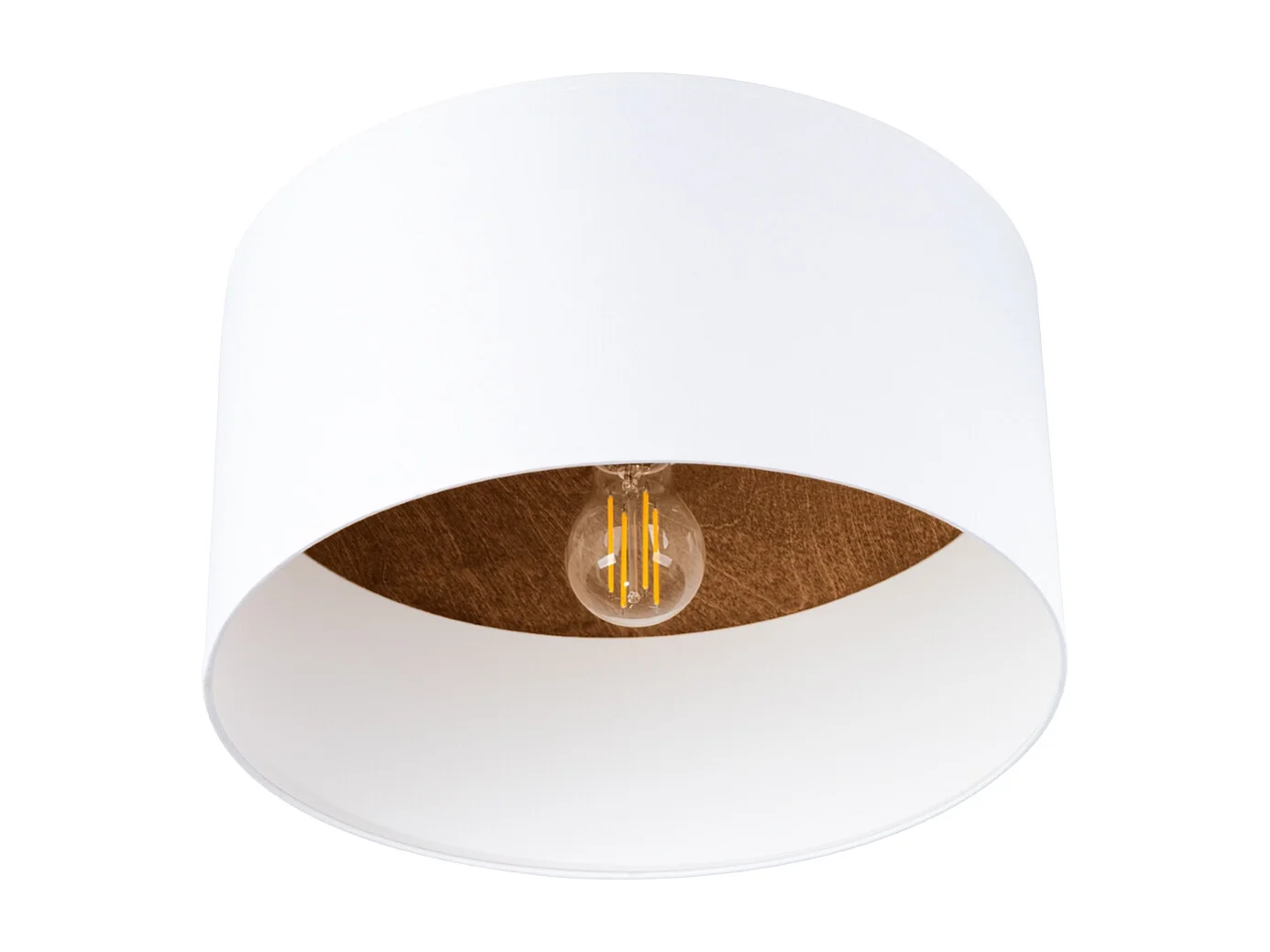 Plafonniers Straylon scandinave en tissu/bois/acier - 1 sources lumineuses 4000K - L.35 x H.20 cm - blanc/marron foncé