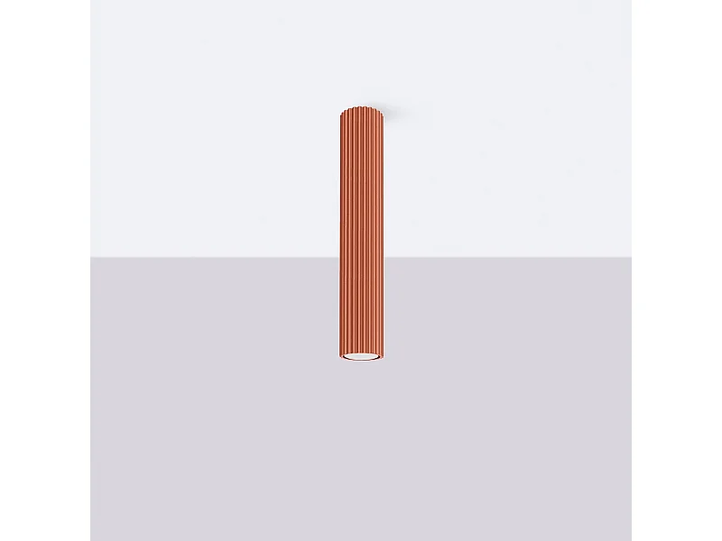 Plafonnier Gloow minimaliste en aluminium - 1 sources lumineuses 4000K - L.6,5 x H.40 cm - ocre rouge