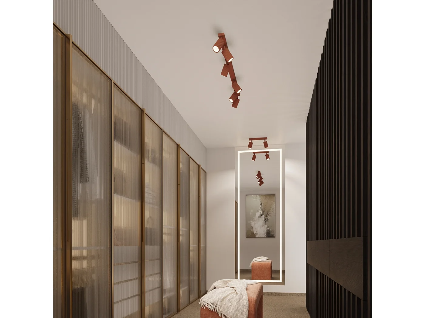 Lampada da soffitto Gloow minimalista di alluminio - 1 sorgenti luminose 4000K - L.6,5 x A.40 cm - ocra rossa