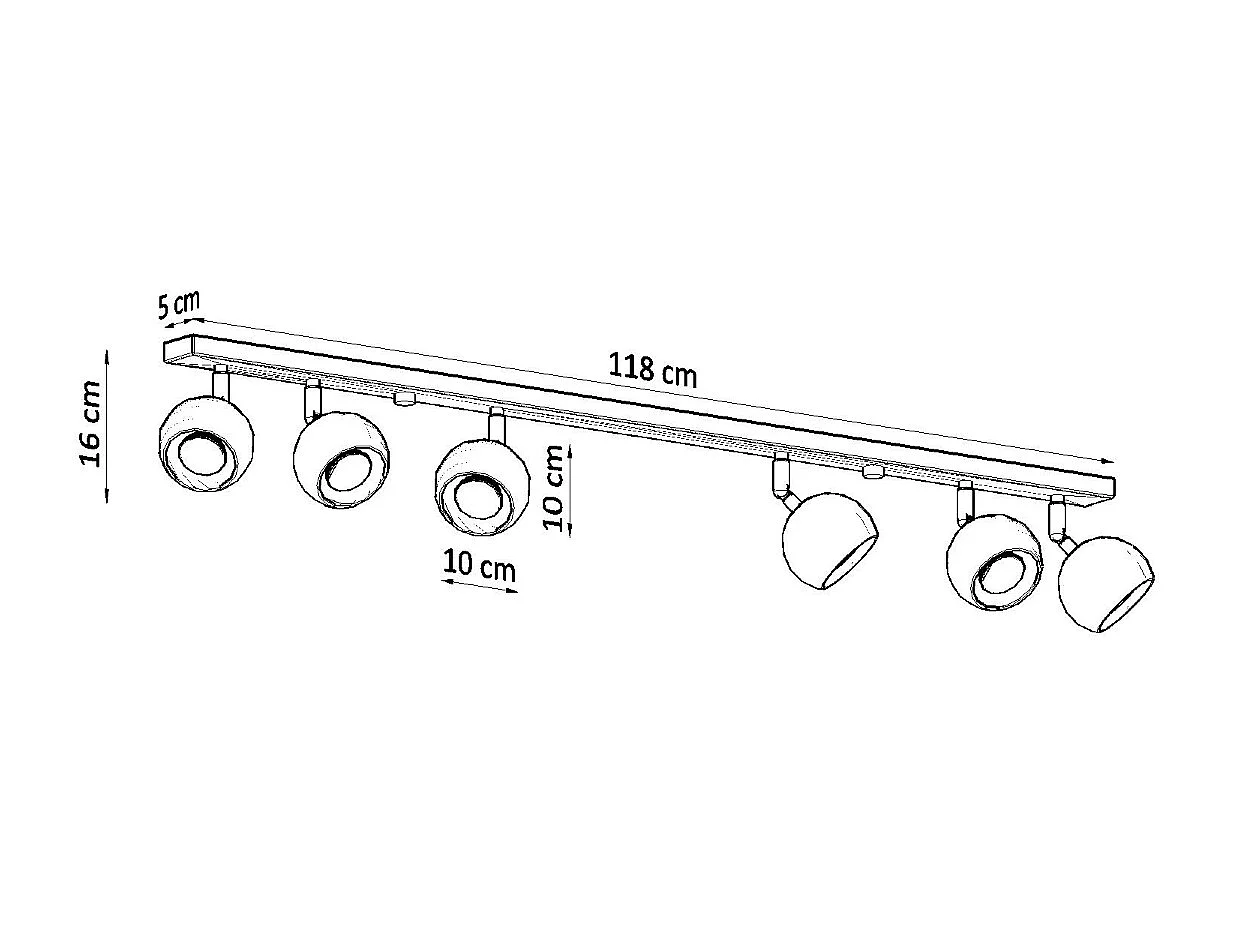 Plafonniers Rayis moderne en acier - 6 sources lumineuses 3000K - L.118 x H.16 cm - blanc