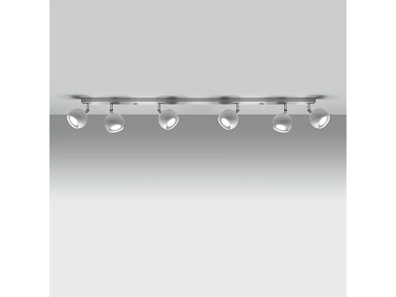 Plafonniers Rayis moderne en acier - 6 sources lumineuses 3000K - L.118 x H.16 cm - blanc