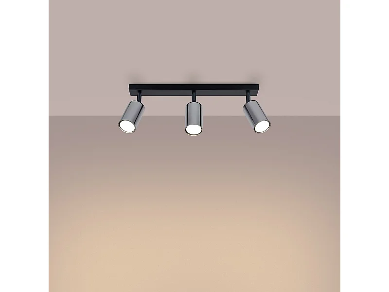 Plafondlampen Glois modern van  - 3 lichtbronnen 3000K - L.45 x H.18,5 cm - zwart/chroom