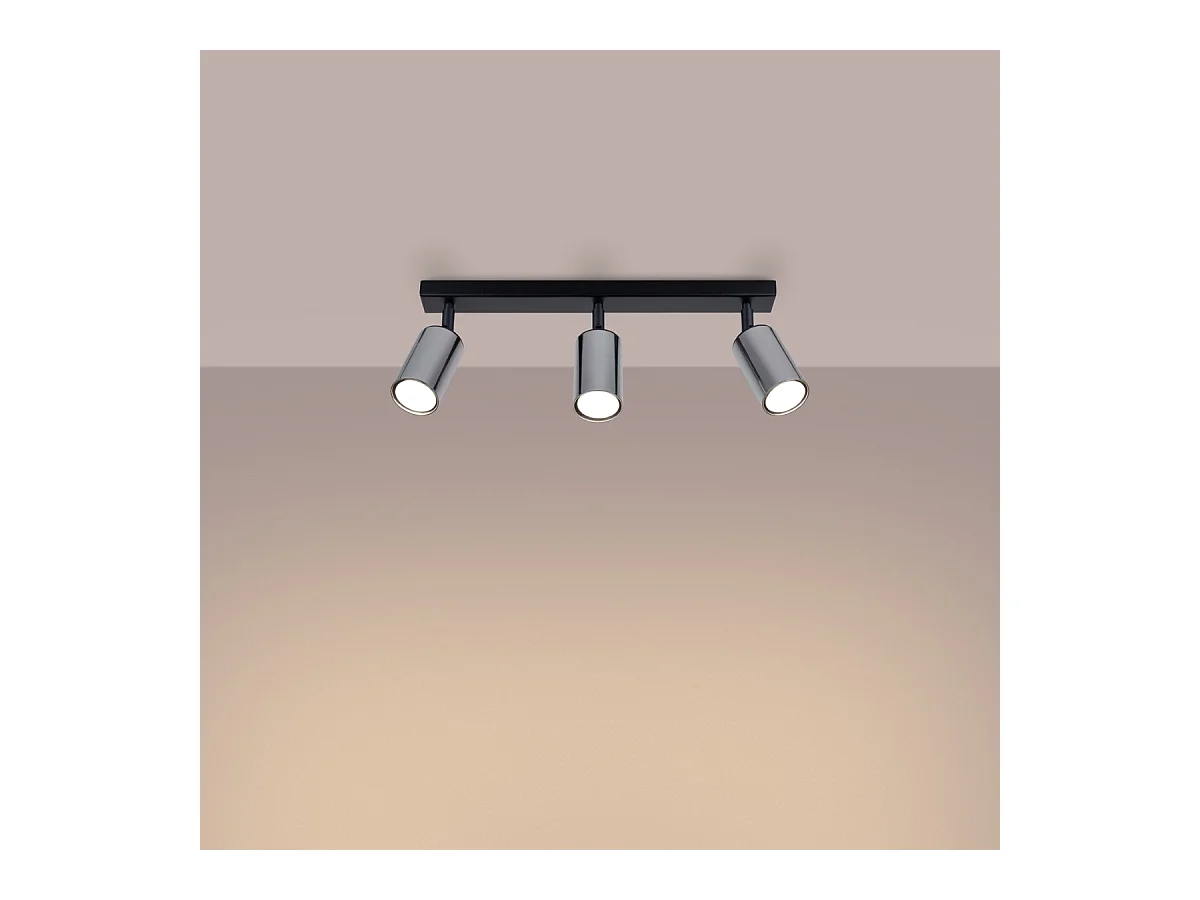 Plafondlampen Glois modern van  - 3 lichtbronnen 3000K - L.45 x H.18,5 cm - zwart/chroom