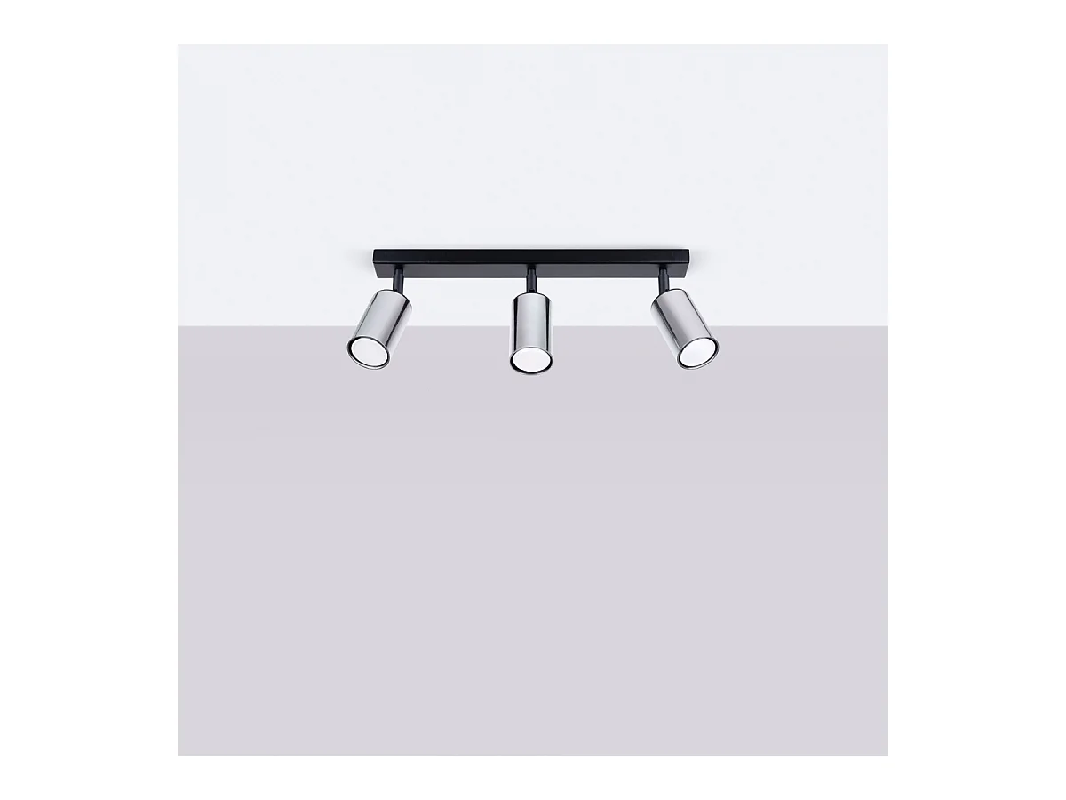 Plafondlampen Glois modern van  - 3 lichtbronnen 3000K - L.45 x H.18,5 cm - zwart/chroom