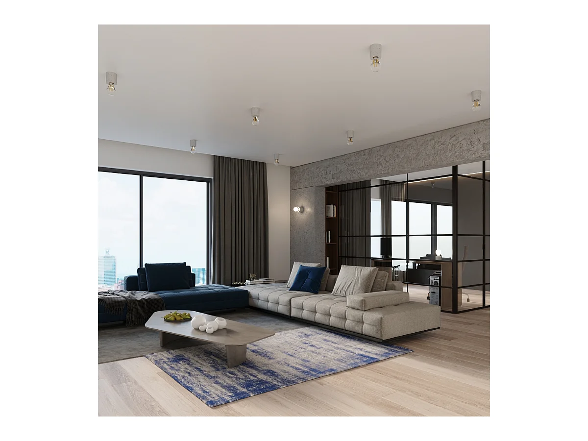 Plafonniers Nalvado industriel en béton - 1 sources lumineuses 4000K - L.10 x H.10 cm - gris