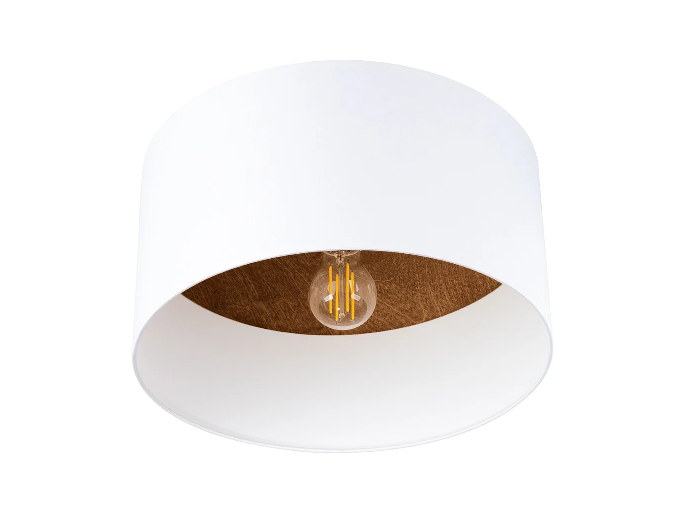 Plafonniers Straylon scandinave en tissu/bois/acier - 1 sources lumineuses 3000K - L.35 x H.20 cm - blanc/marron foncé