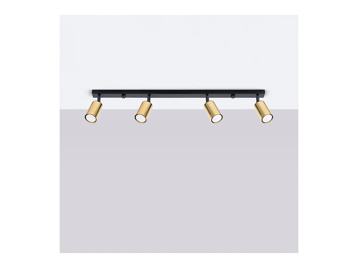 Plafondlampen Glois modern van  - 4 lichtbronnen 4000K - L.82 x H.18,5 cm - zwart goud