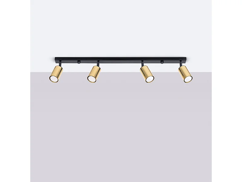 Plafonniers Glois moderne en acier - 4 sources lumineuses 4000K - L.82 x H.18,5 cm - or noir